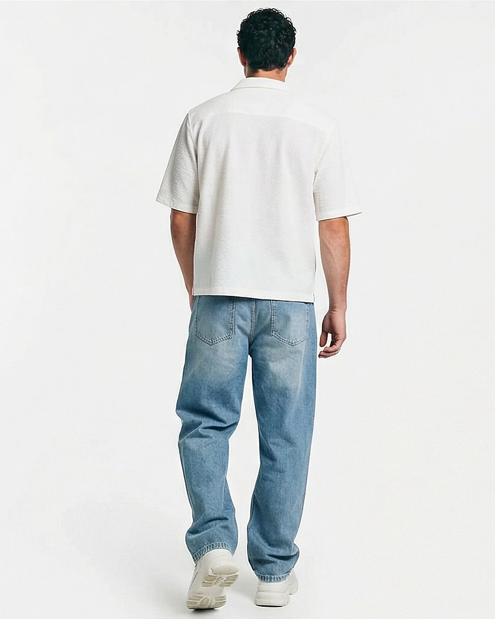Off-White Textured Camp Collar Short Sleeve Shirt - R217166 - Image 4