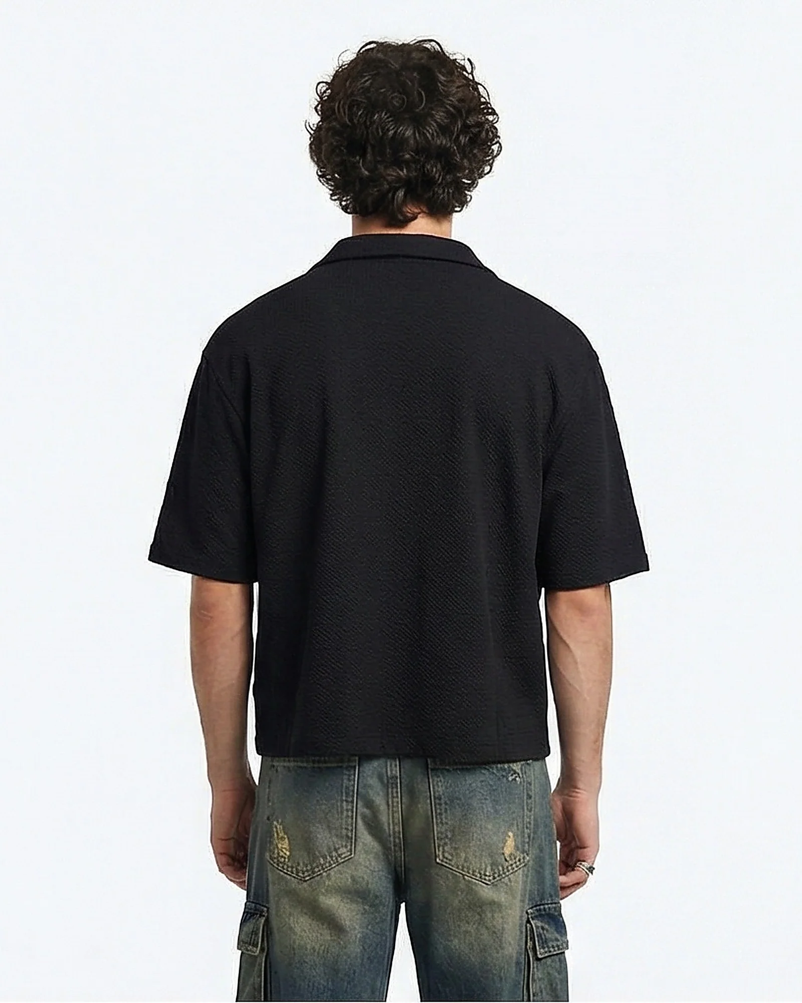 Noir Textured Camp Collar Resort Shirt -  R217167 - Image 2