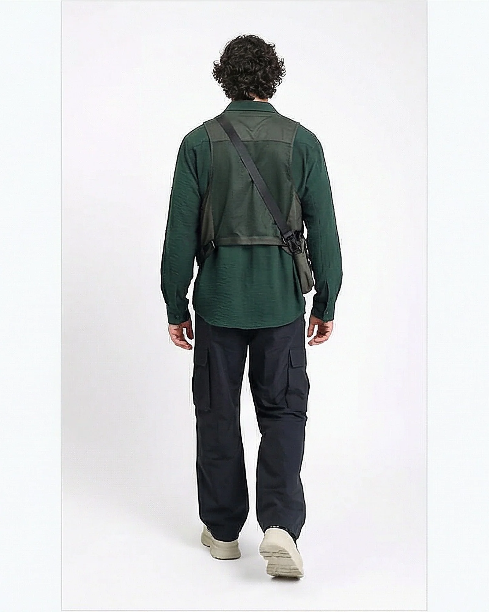 Forest Green Textured Relaxed Fit Long Sleeve Shirt - R217175 - Image 4