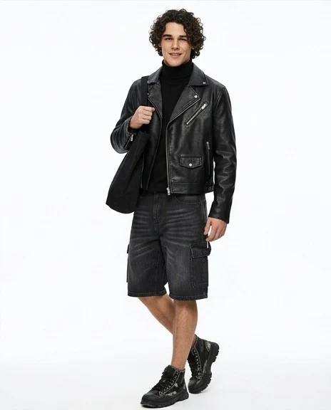 Modern Explorer Washed Black Denim Cargo Shorts - R217184 - Image 3