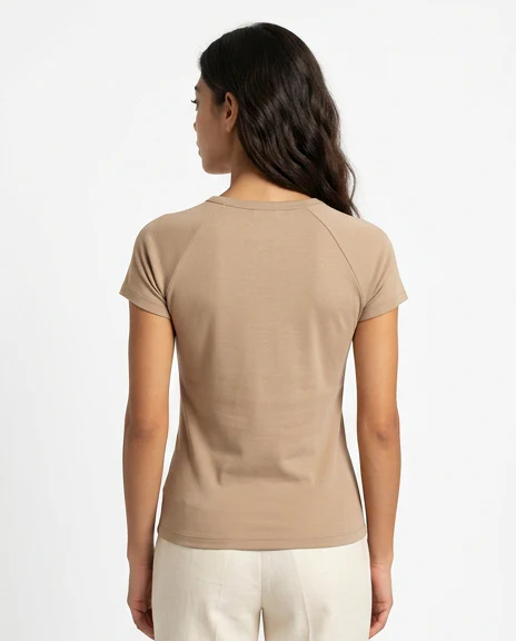 Camel Raglan Sleeve Slim Fit Jersey Tee - R217416 - Image 2