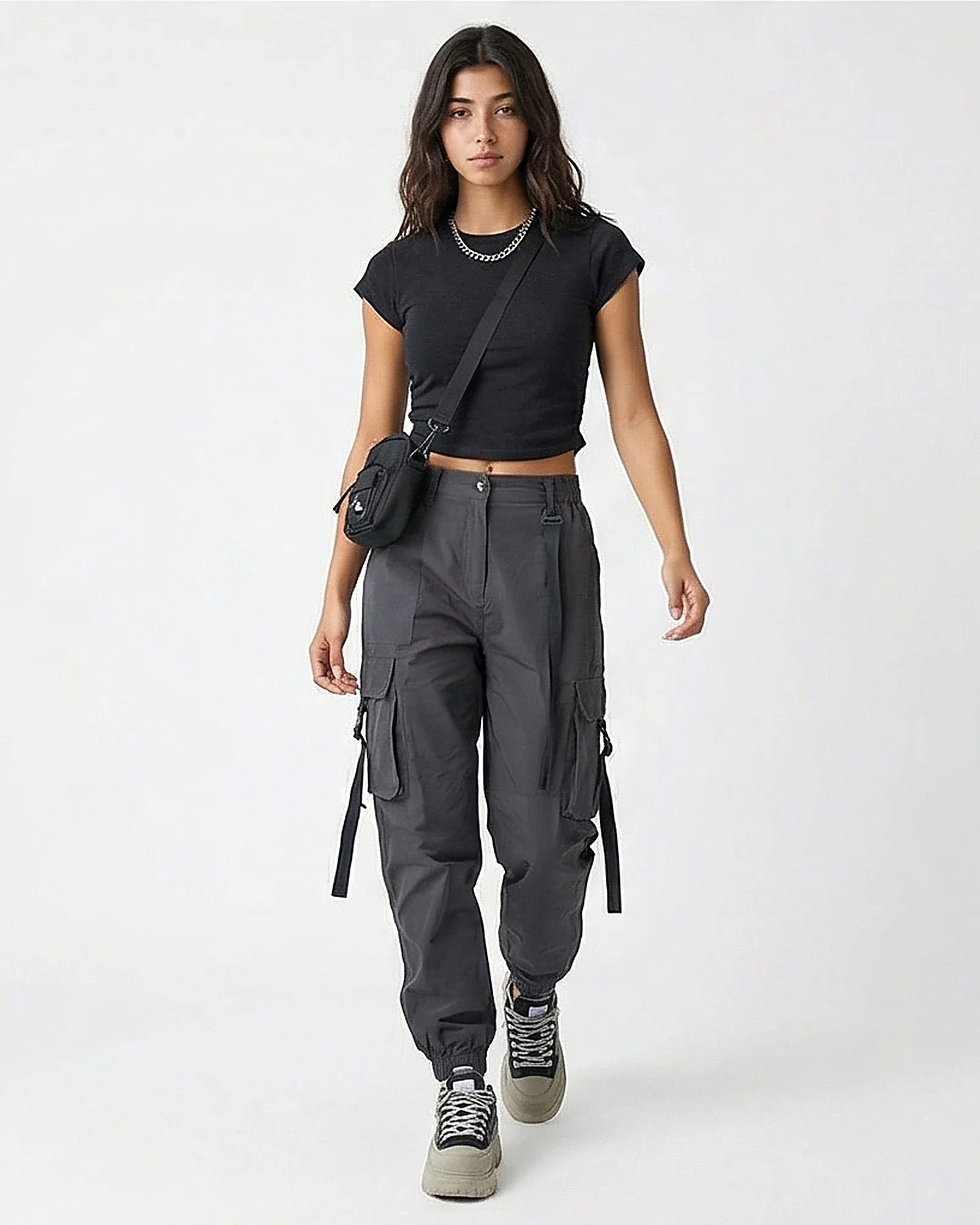 Midnight Black Cropped Essential Baby Tee - R217436 - Image 3