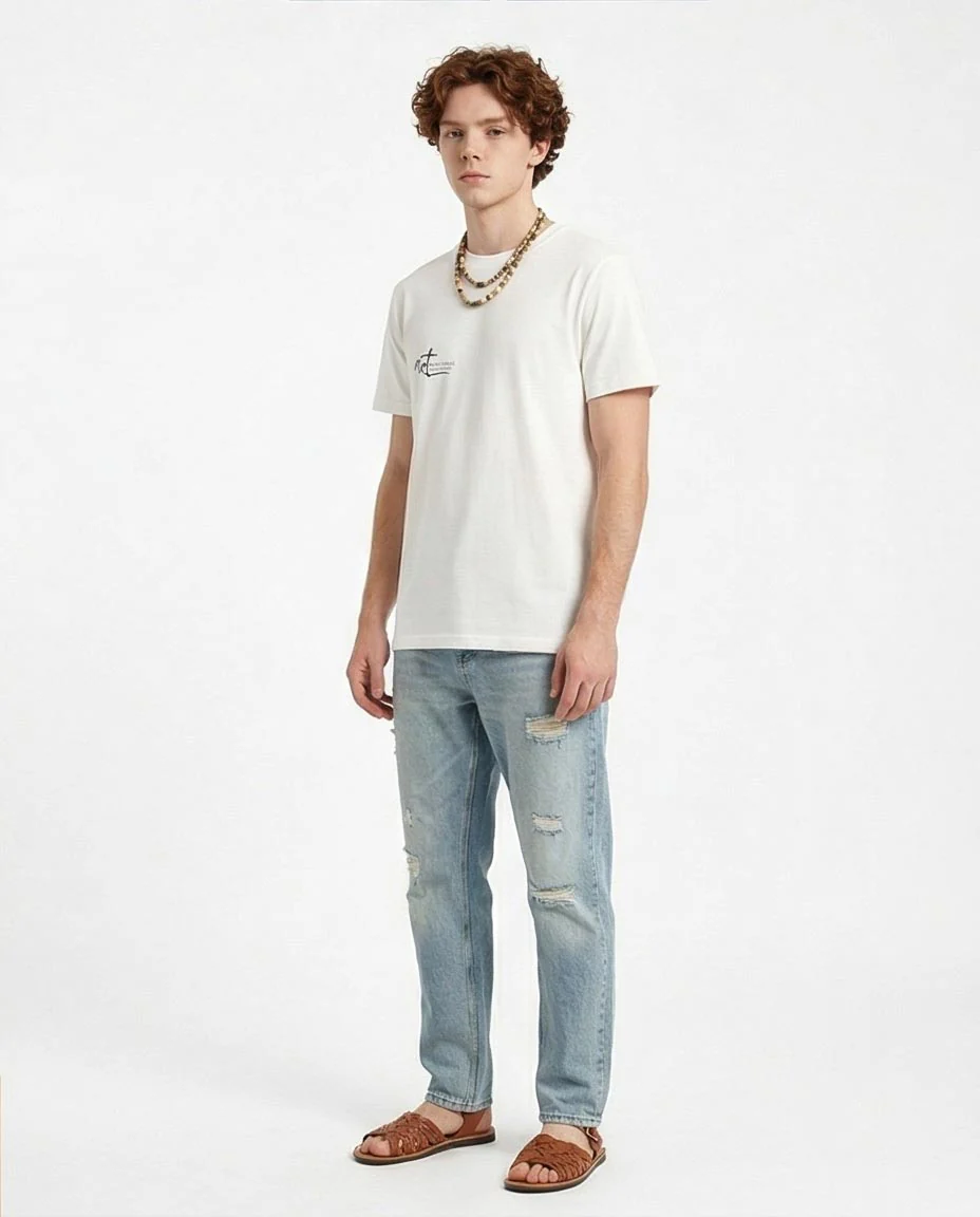 Ravin Art-Line Floral Graphic T-Shirt – Modern Boho White Tee - R216569 - Image 4