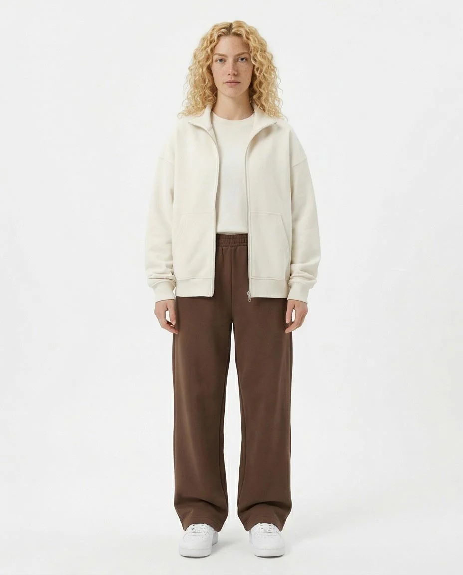 Ravin Wide-Leg Heavyweight Fleece Trousers in Chocolate Brown - R217328 - Image 3