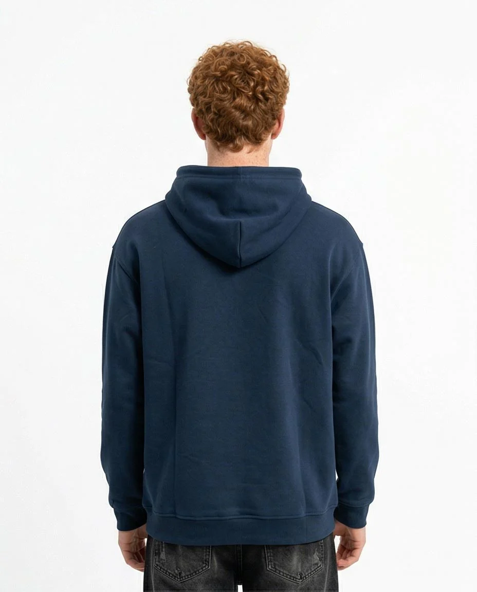 Ravin Distressed 'RISE' Graphic Pullover Hoodie - Navy - R212191 - Image 2