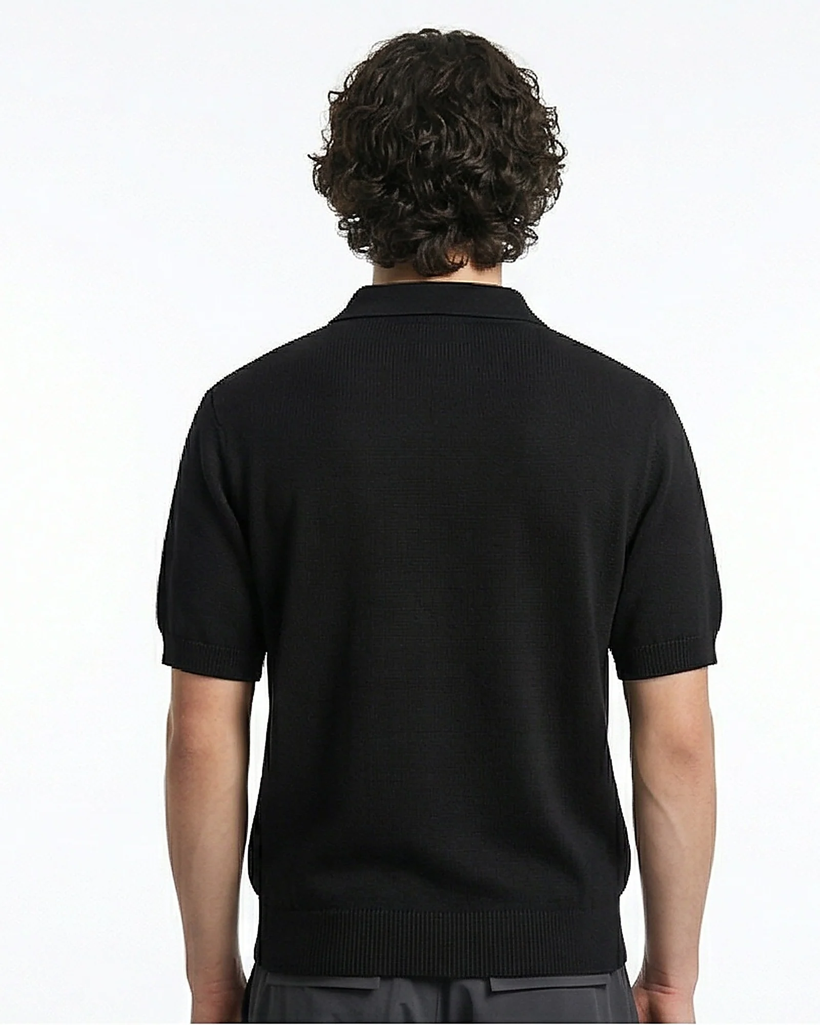 Ravin Essential Knit Johnny Collar Polo – Black - R217127 - Image 2