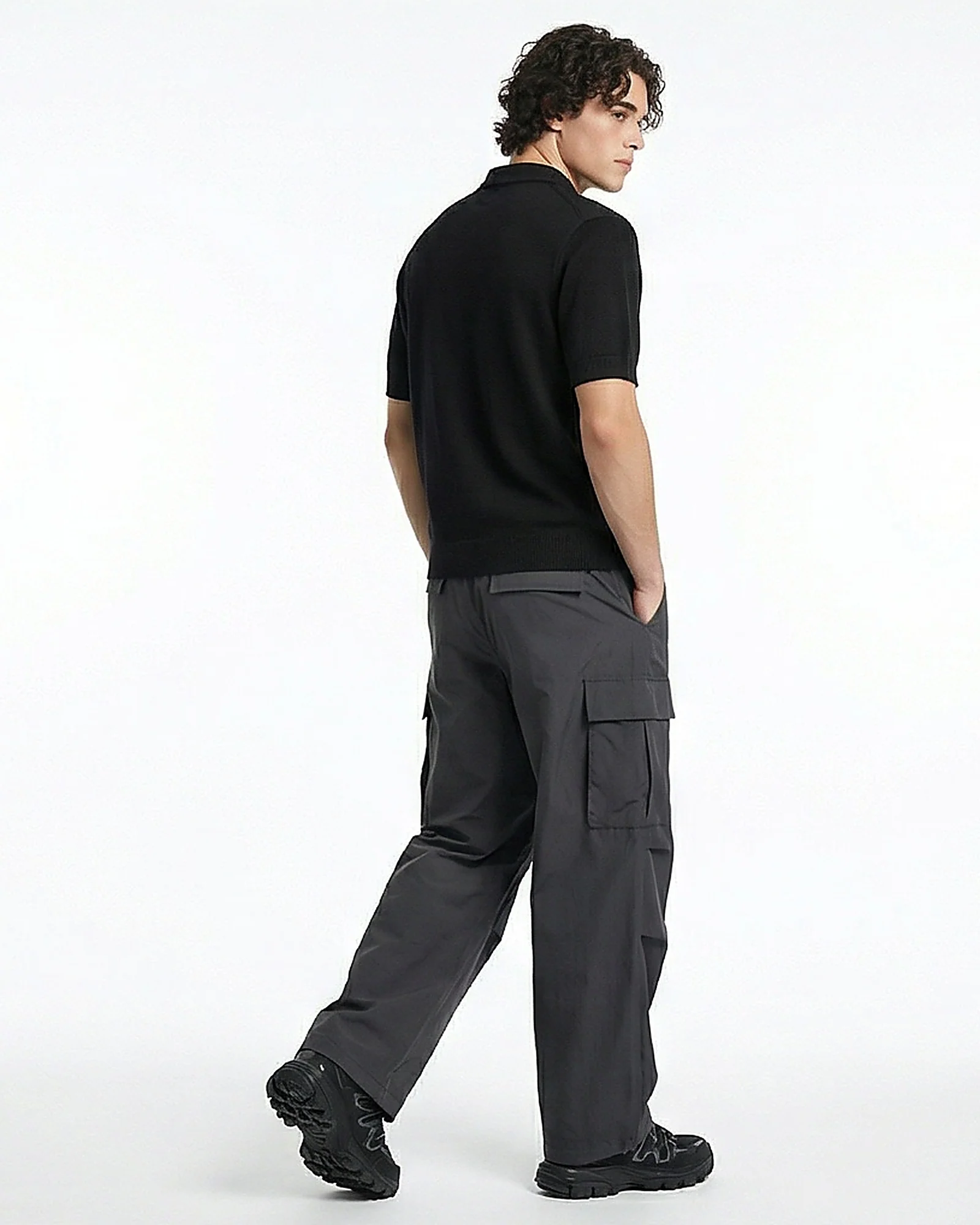 Ravin Essential Knit Johnny Collar Polo – Black - R217127 - Image 4