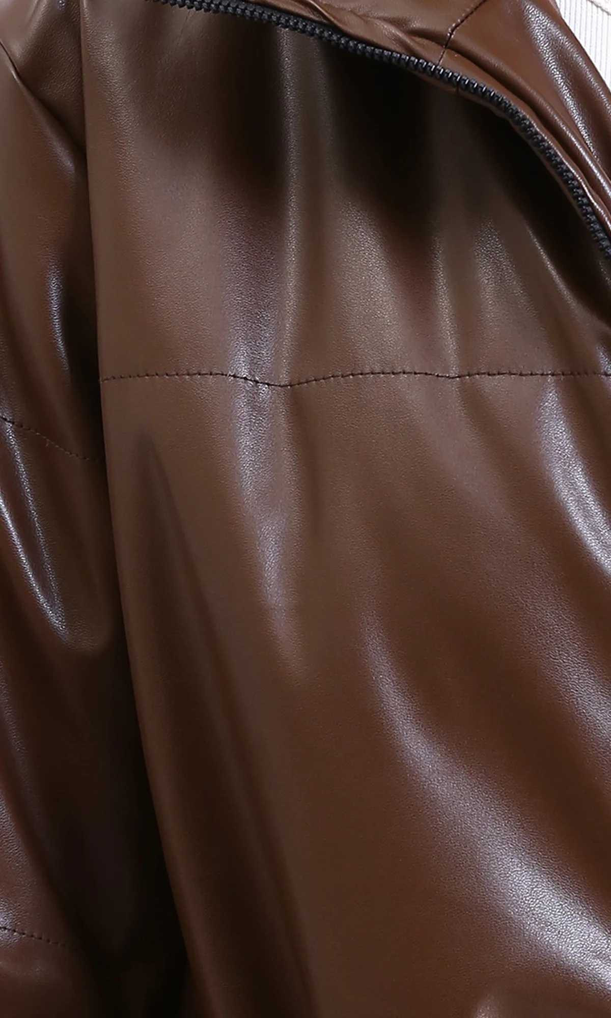 Ravin Faux-Leather Belted Puffer Jacket in Chocolate R211244 - Image 3