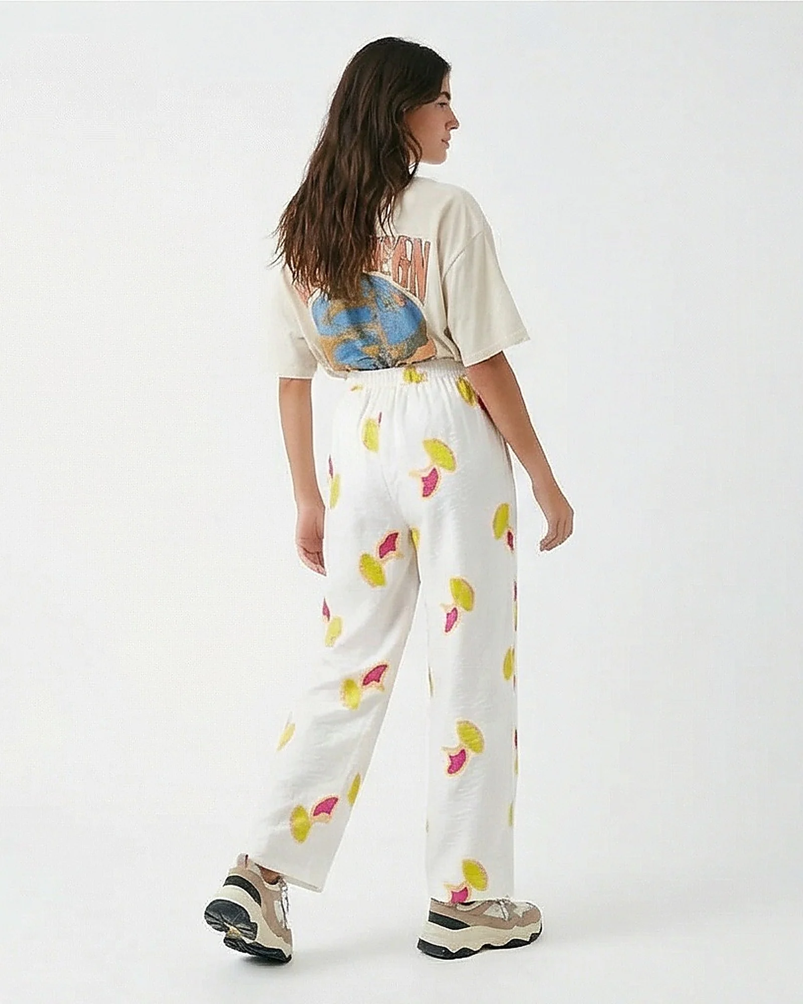 Ravin Ginkgo Leaf Embroidered Linen Straight-Leg Trousers - White & Magenta - R216947 - Image 5