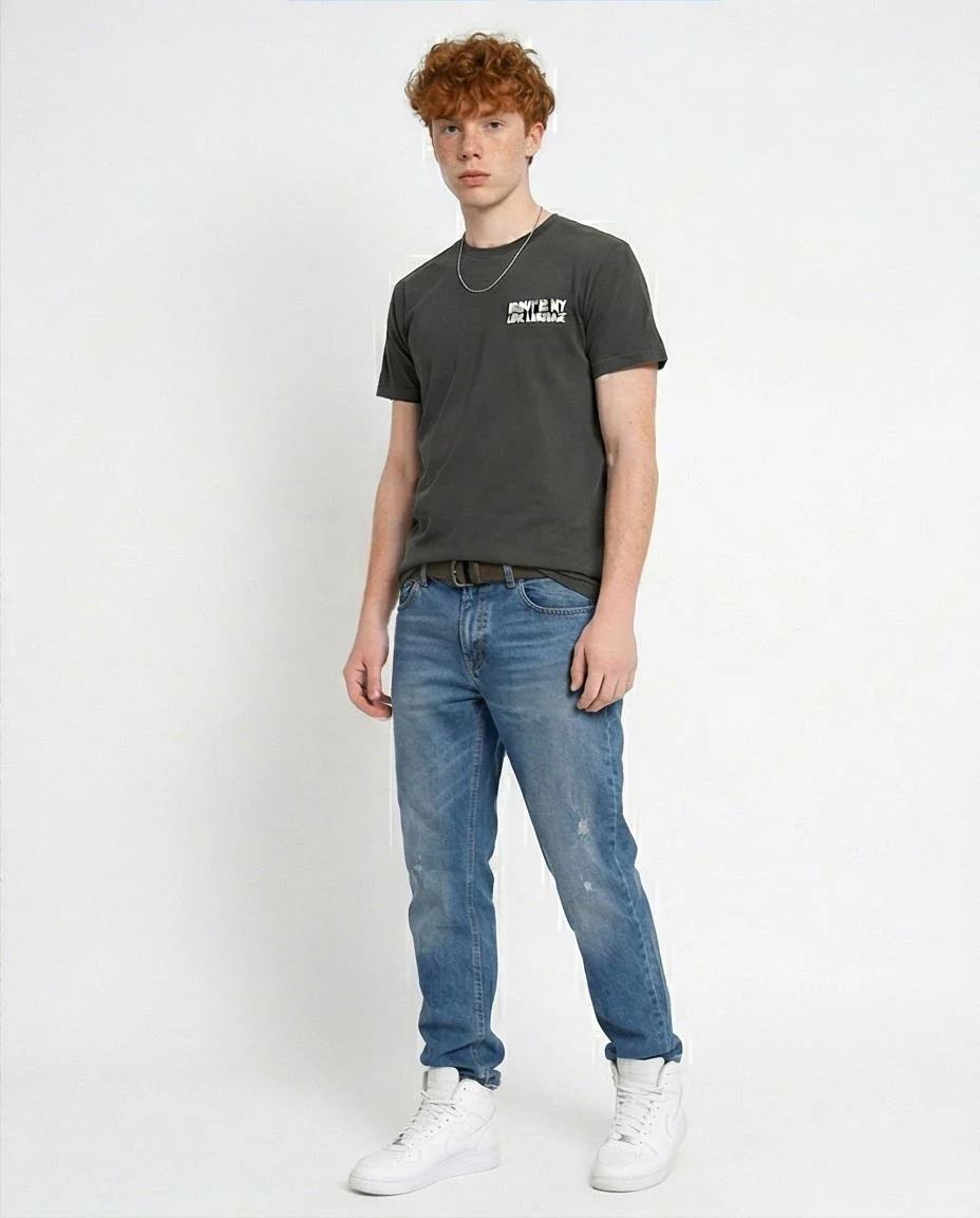 Ravin "Irony is My Love Language" Distressed Graphic T-Shirt - Charcoal Grey - R216397 - Image 4