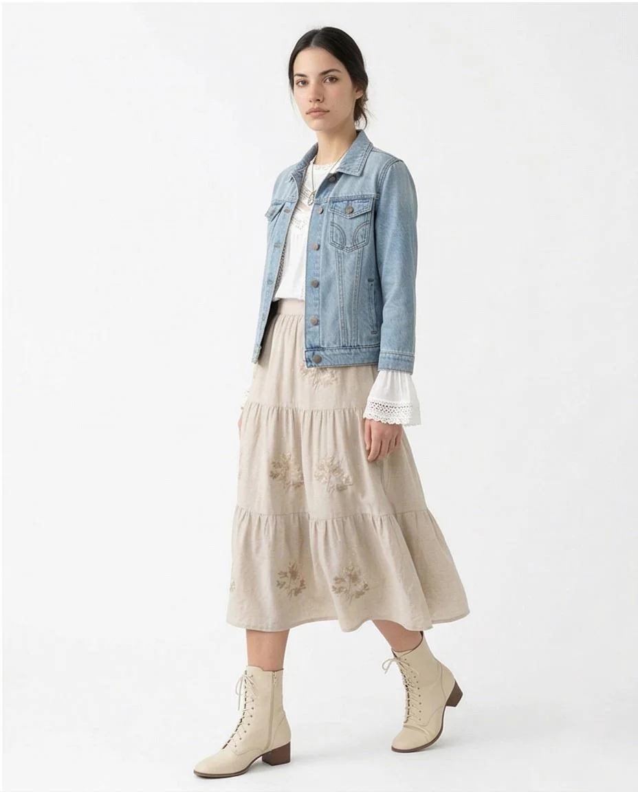 Ravin Women’s Light Wash Distressed Denim Jacket – Artisanal Relaxed Fit - R215383 - Image 4