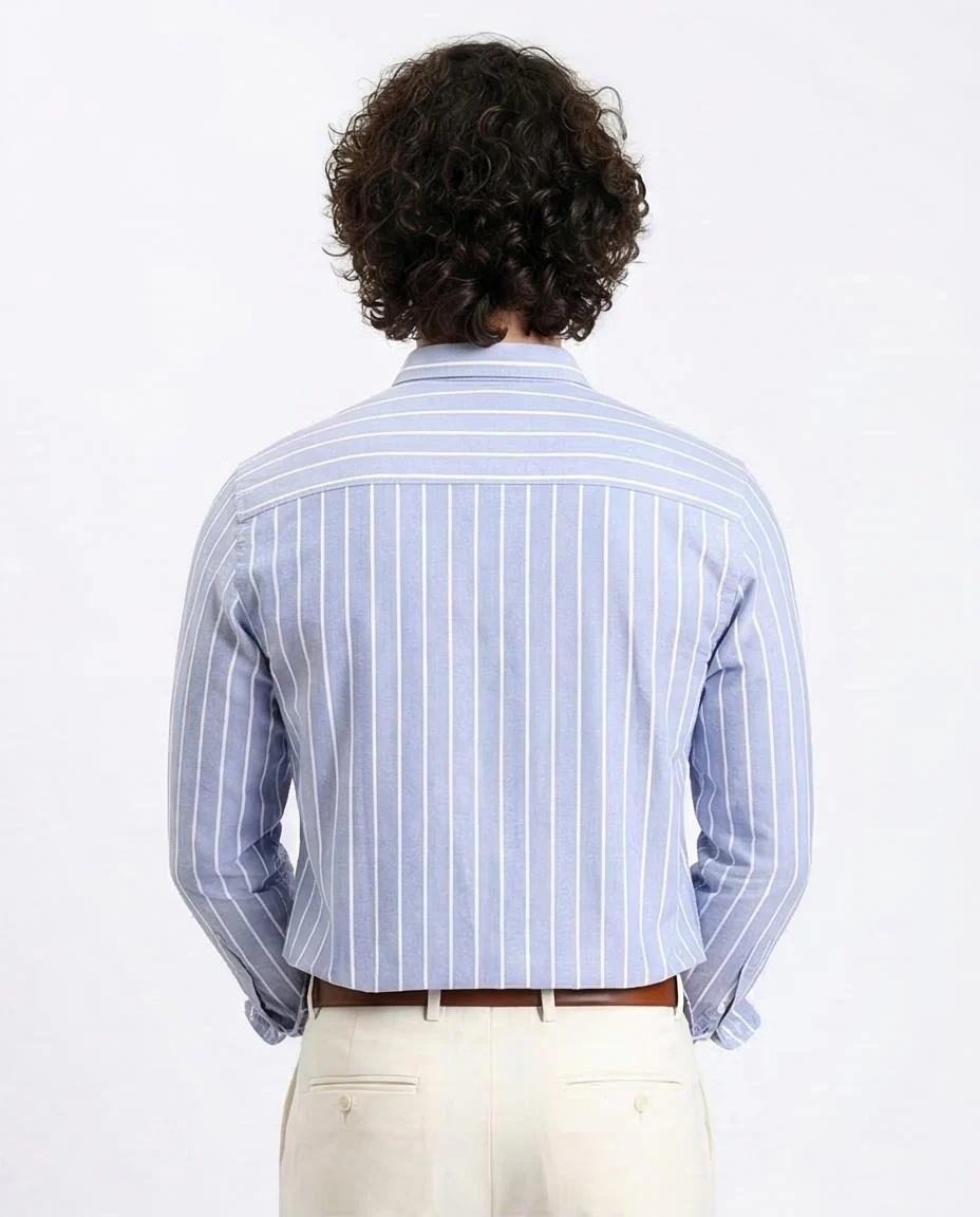 - Ravin Men's Blue & White Bold Stripe Work-to-Weekend Shirt - R206963 - Image 2