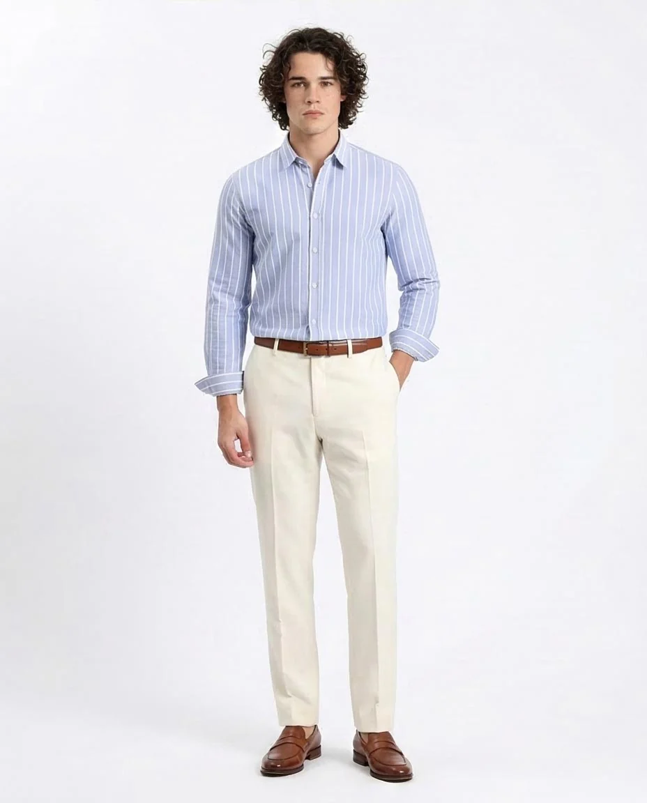 - Ravin Men's Blue & White Bold Stripe Work-to-Weekend Shirt - R206963 - Image 3