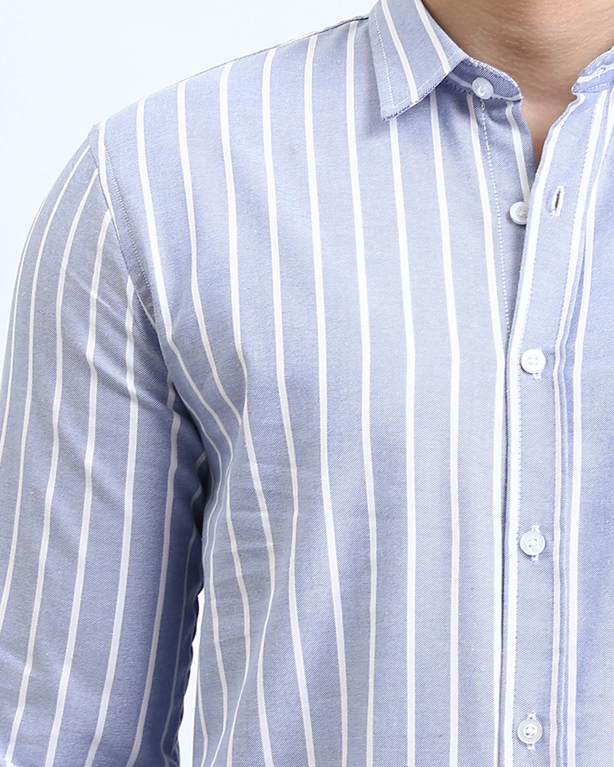 - Ravin Men's Blue & White Bold Stripe Work-to-Weekend Shirt - R206963 - Image 4