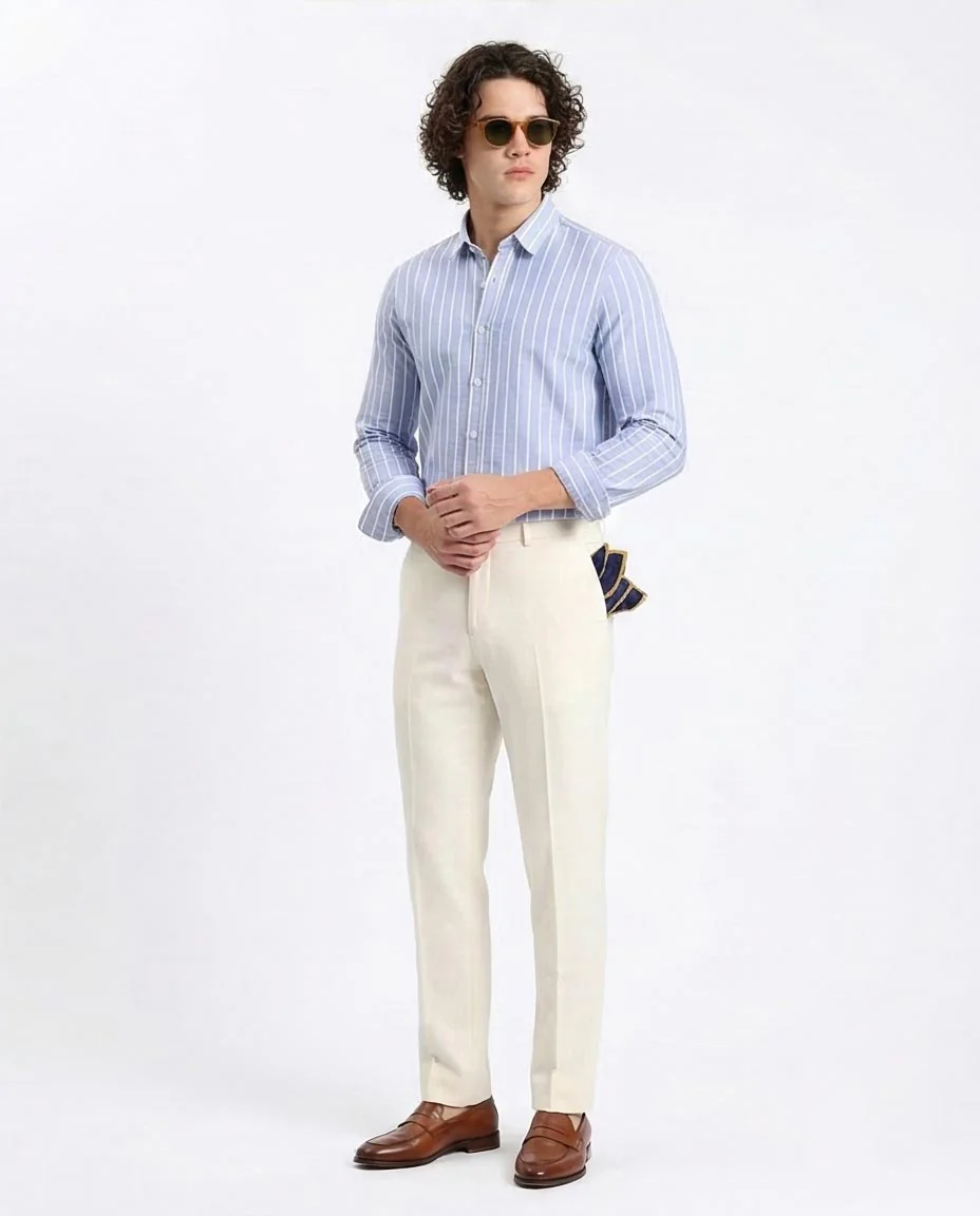 - Ravin Men's Blue & White Bold Stripe Work-to-Weekend Shirt - R206963 - Image 5