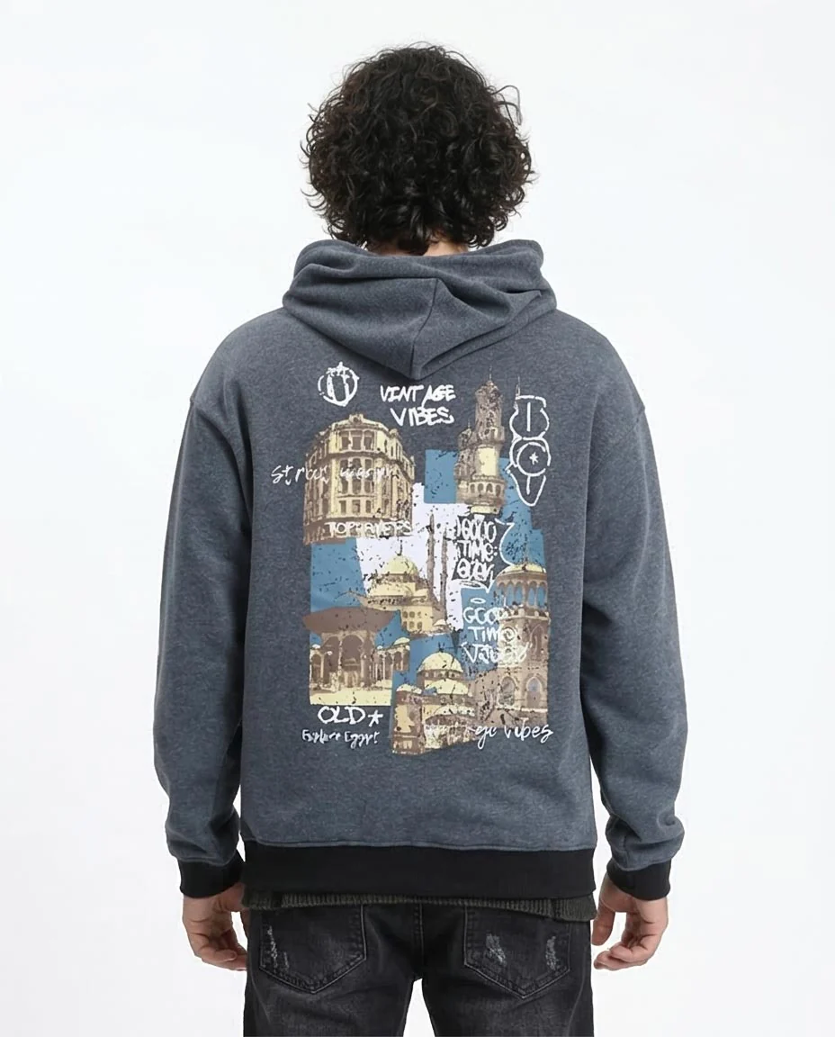 Ravin Men's Charcoal "Explore Egypt" Graphic Oversized Hoodie - R214394 - Image 2