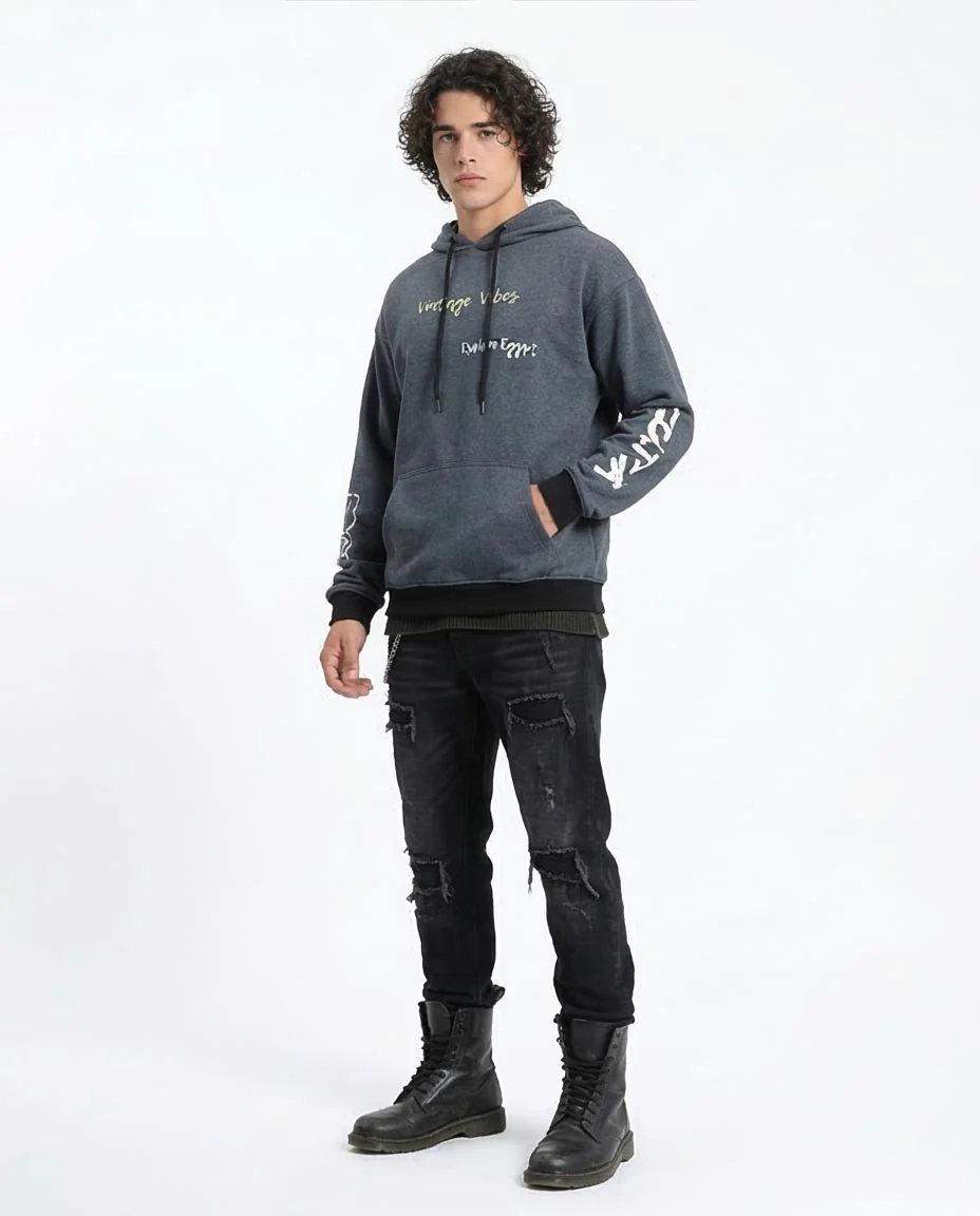 Ravin Men's Charcoal "Explore Egypt" Graphic Oversized Hoodie - R214394 - Image 5