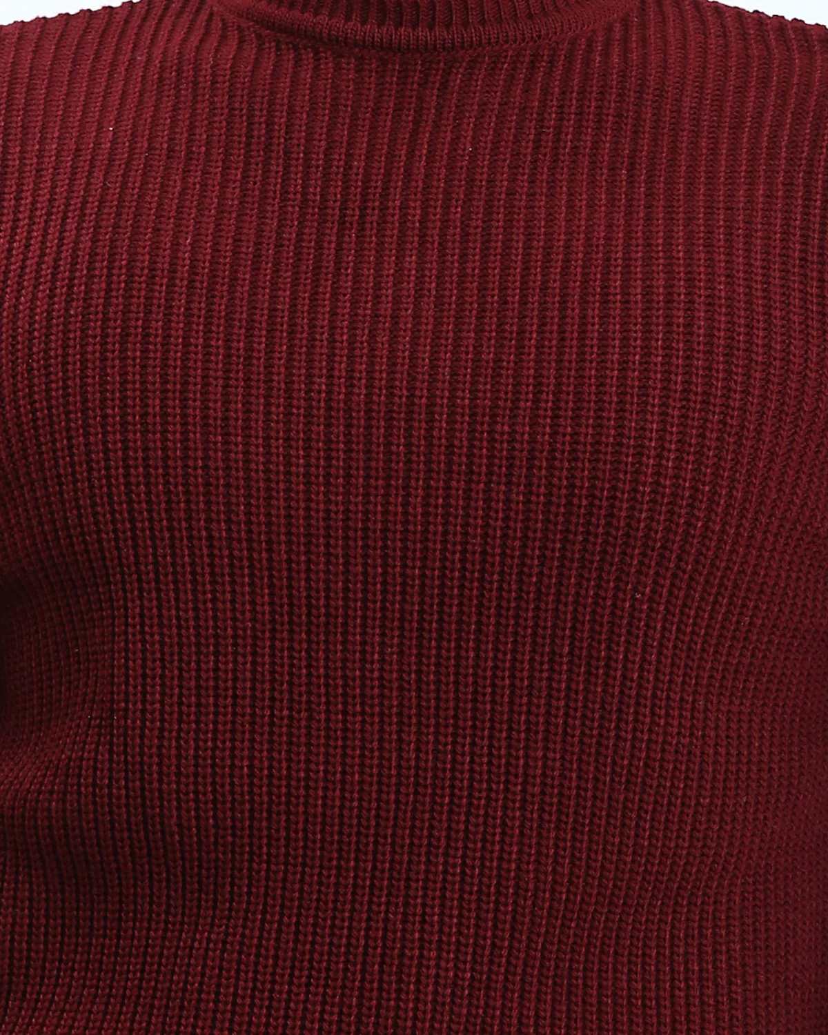 Ravin Men’s Chunky Ribbed Crewneck Knit Sweater – Burgundy - R212618 - Image 4