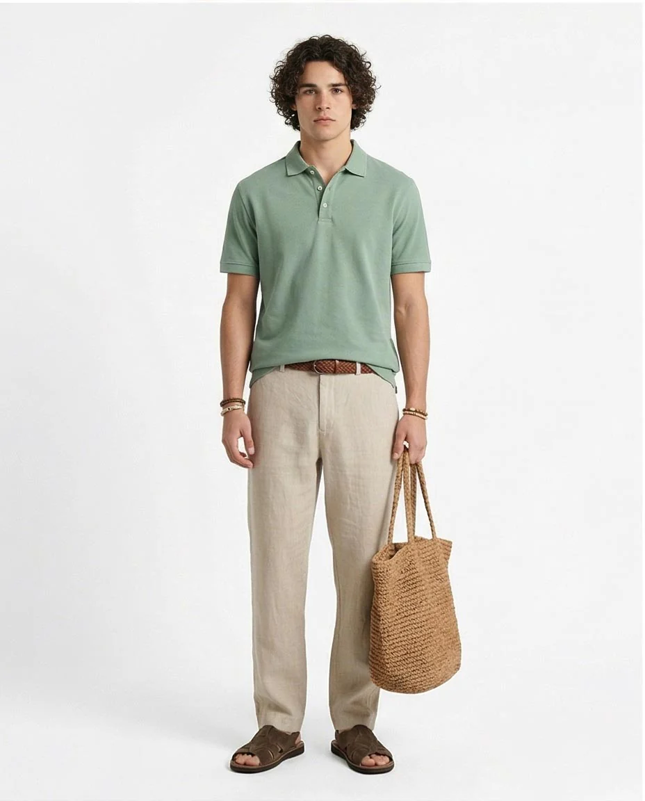 Ravin Men's Classic Piqué Polo Shirt – Moss Green - R206494 - Image 3