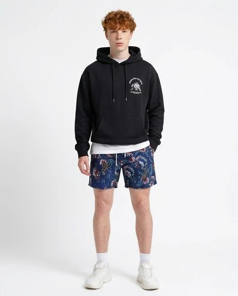 Ravin Men's Navy Botanical Print Board Shorts - O191445 - Image 5