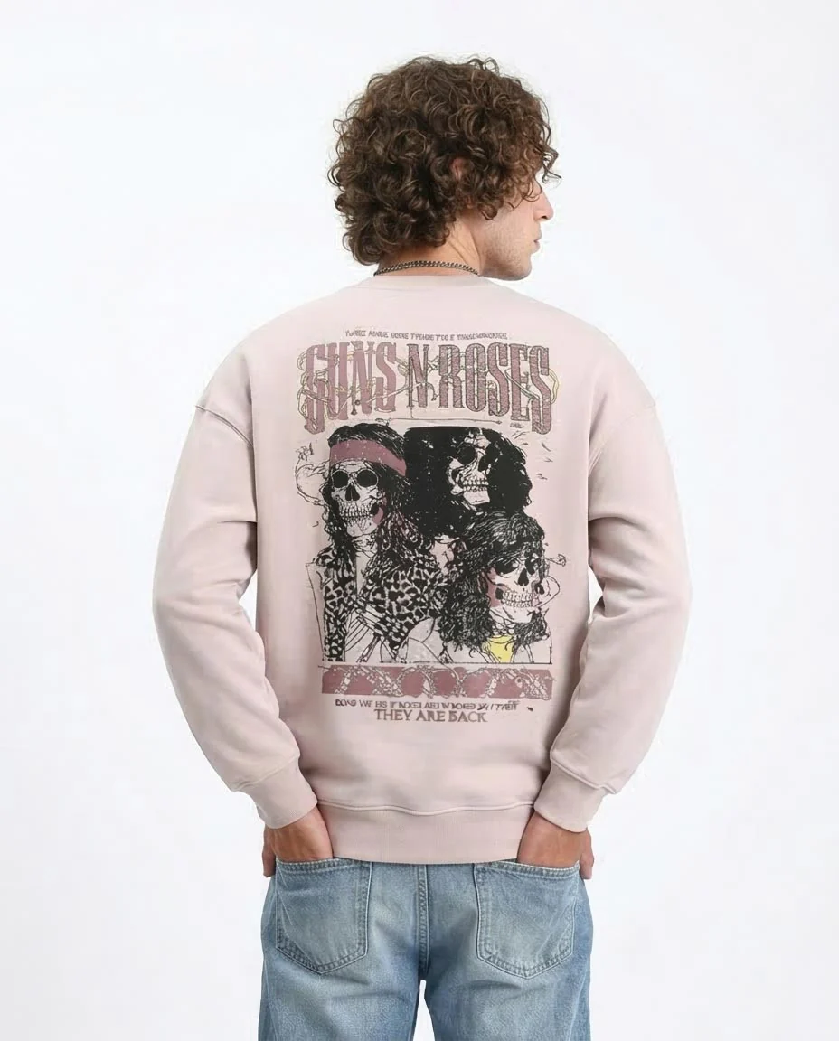 Ravin | Men’s Oversized Guns N’ Roses Graphic Sweatshirt – Mauve - R214275 - Image 2