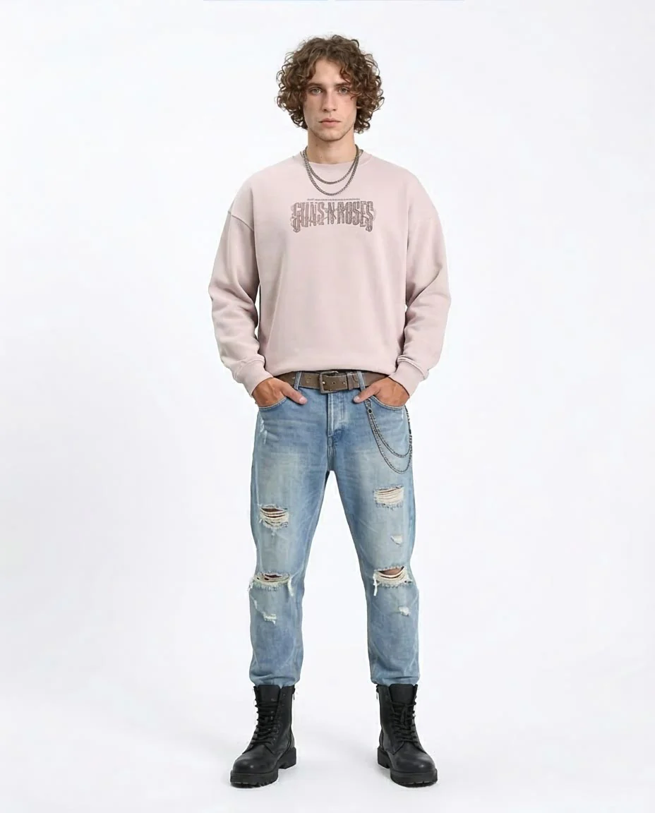 Ravin | Men’s Oversized Guns N’ Roses Graphic Sweatshirt – Mauve - R214275 - Image 3