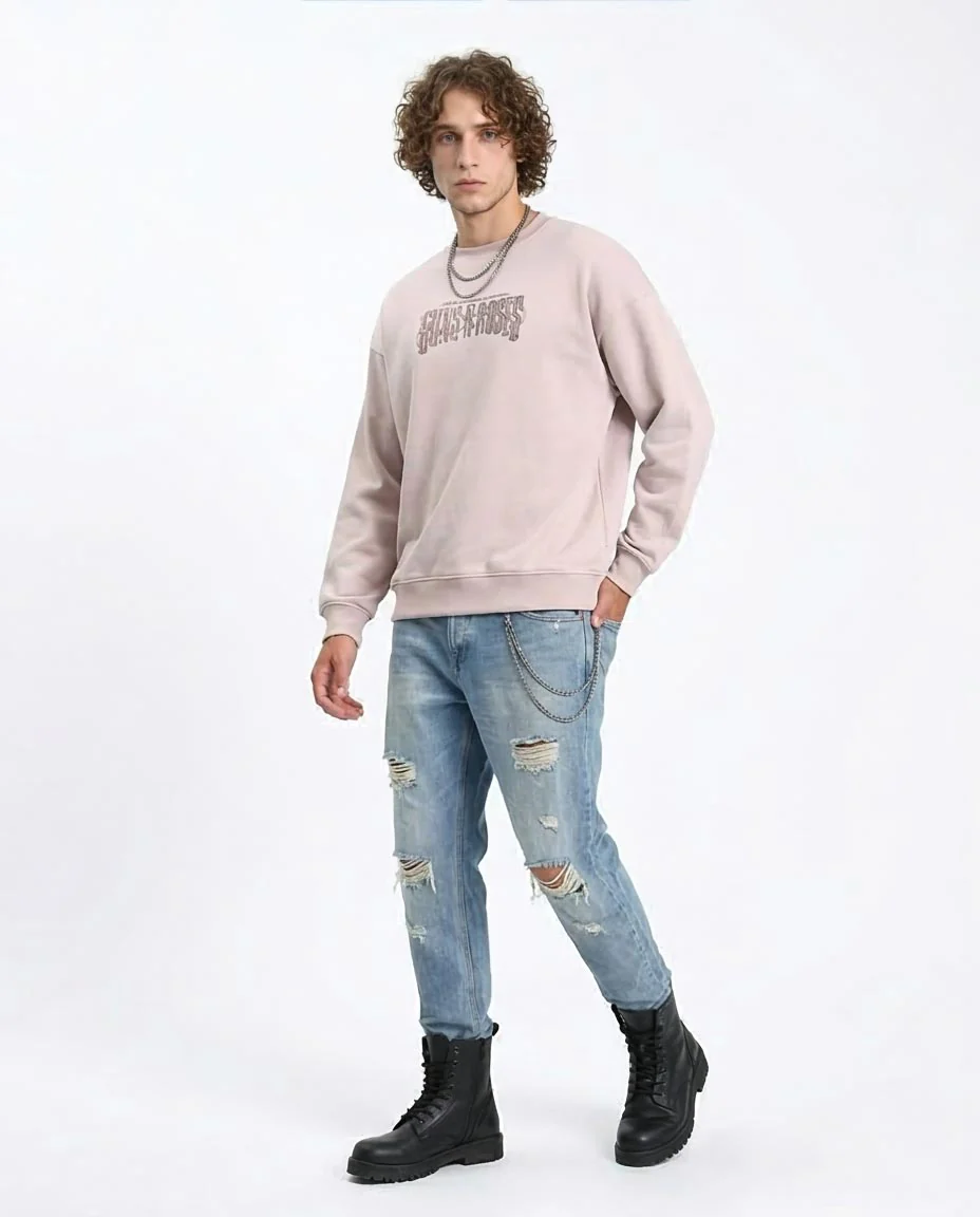 Ravin | Men’s Oversized Guns N’ Roses Graphic Sweatshirt – Mauve - R214275 - Image 5