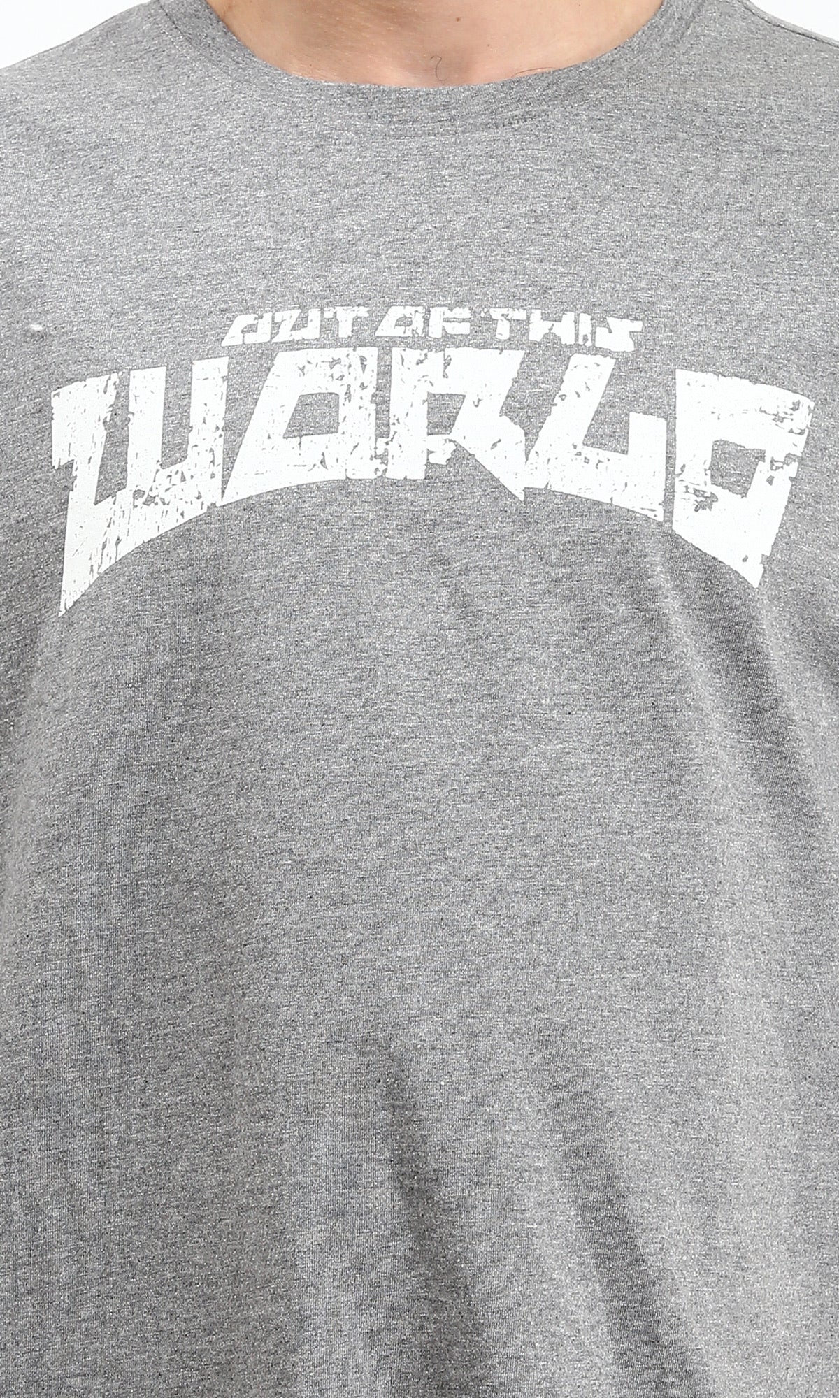 Ravin Men’s Oversized "Out Of This World" Distressed Graphic T-Shirt – Heather Grey - R212291 - Image 3
