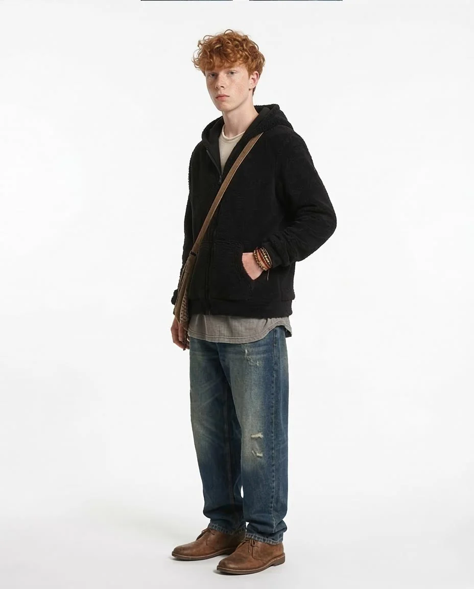 Ravin Men's Plush Sherpa Zip-Up Hoodie – Black - R212109 - Image 4