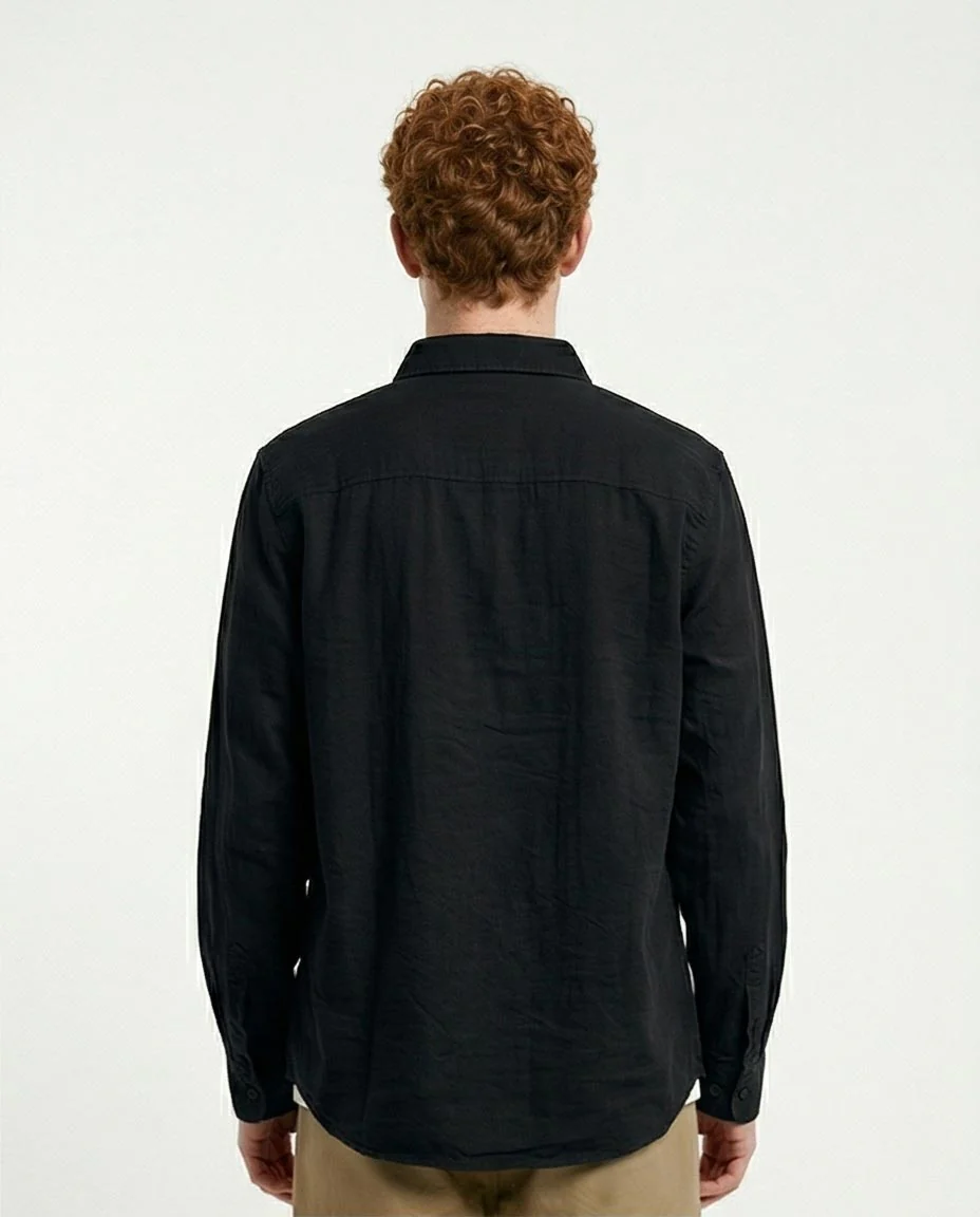 Ravin Men's Premium Linen-Blend Button-Down Shirt – Midnight Black - R217437 - Image 2