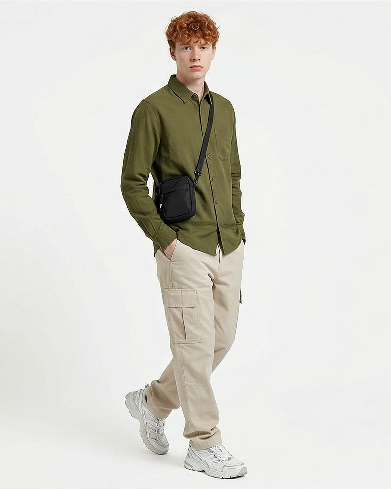 Ravin Men's Premium Linen-Blend Button-Down Shirt – Heritage Olive - R217440 - Image 3