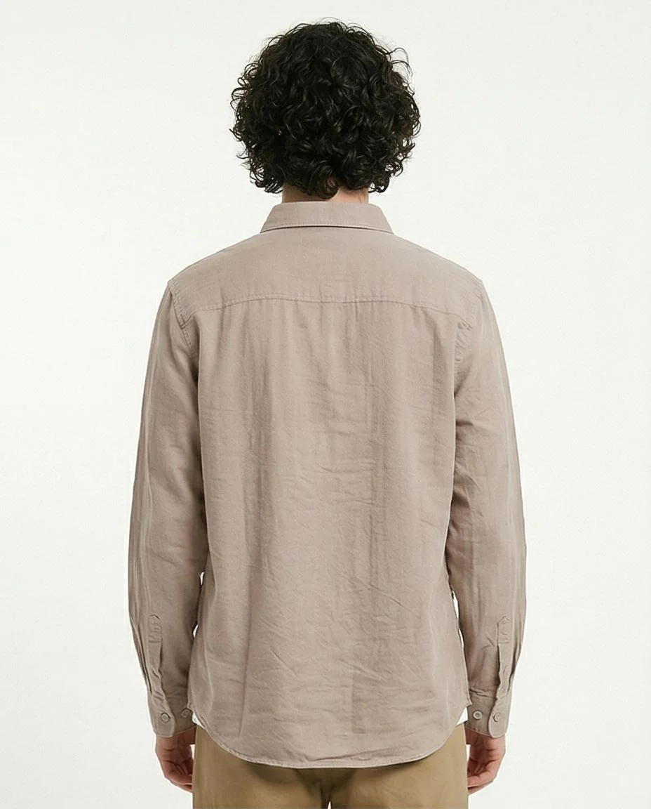 Ravin Men's Premium Linen-Blend Button-Down Shirt – Taupe - R217439 - Image 2