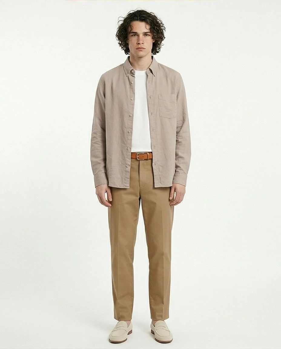 Ravin Men's Premium Linen-Blend Button-Down Shirt – Taupe - R217439 - Image 3