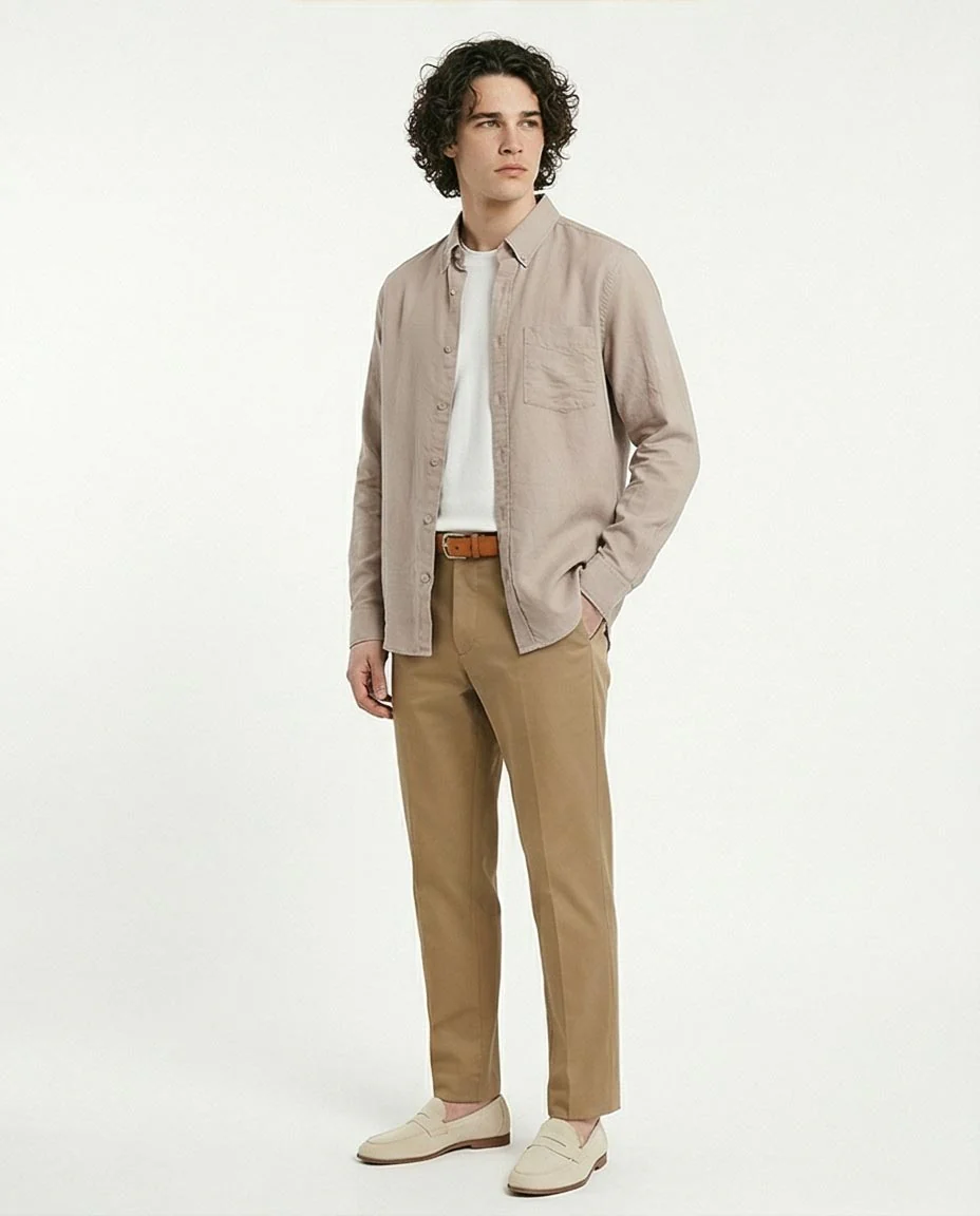 Ravin Men's Premium Linen-Blend Button-Down Shirt – Taupe - R217439 - Image 4