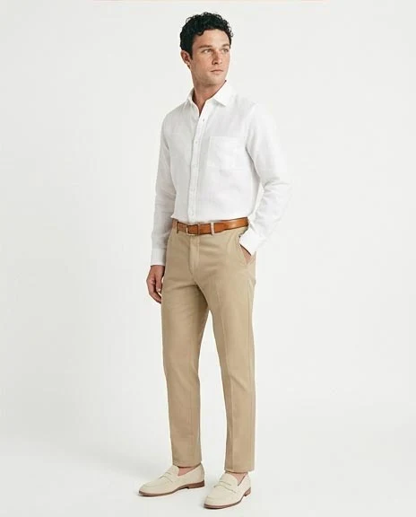 Ravin Men's Premium Linen-Blend Button-Down Shirt – Optic White - R217438 - Image 4