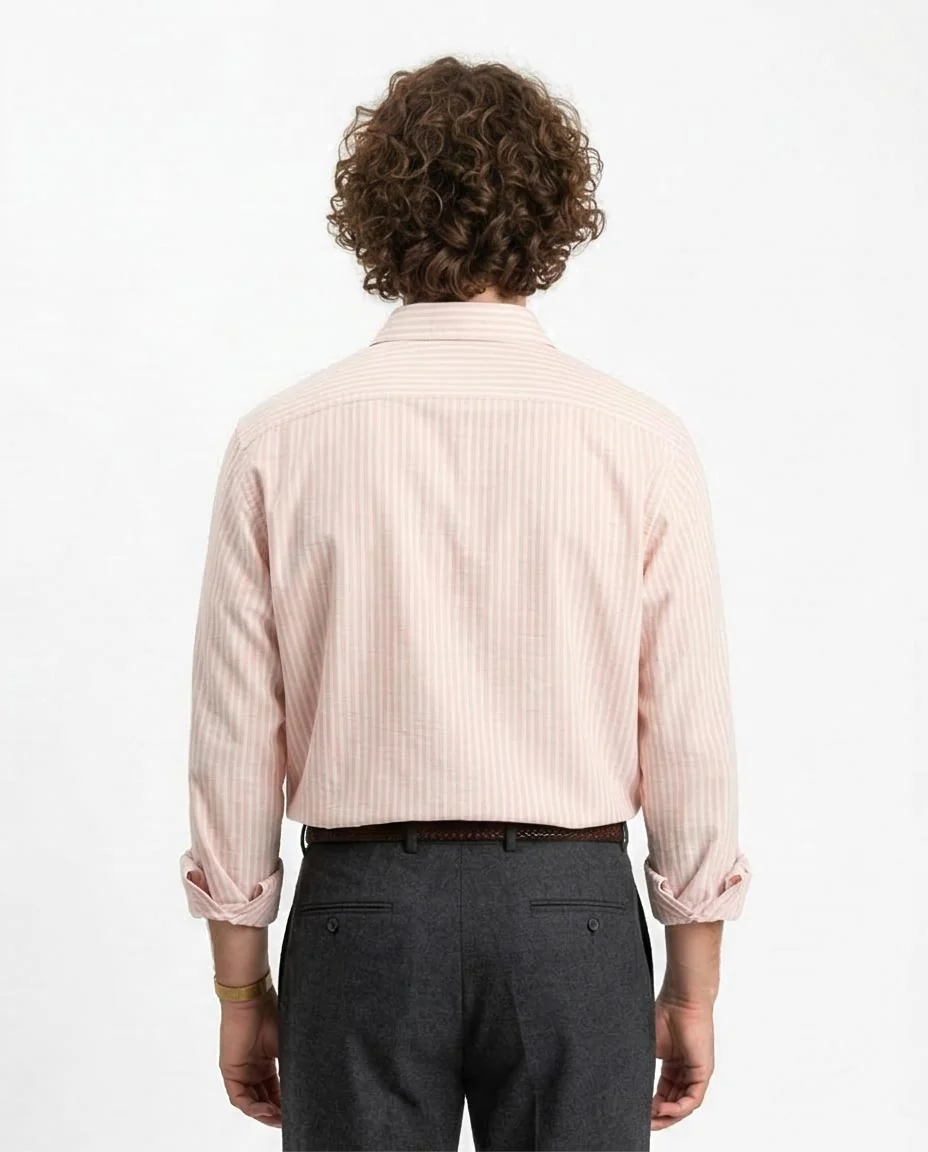 Ravin Men's Relaxed Fit Striped Linen-Blend Shirt – Light Pink - R211678 - Image 2