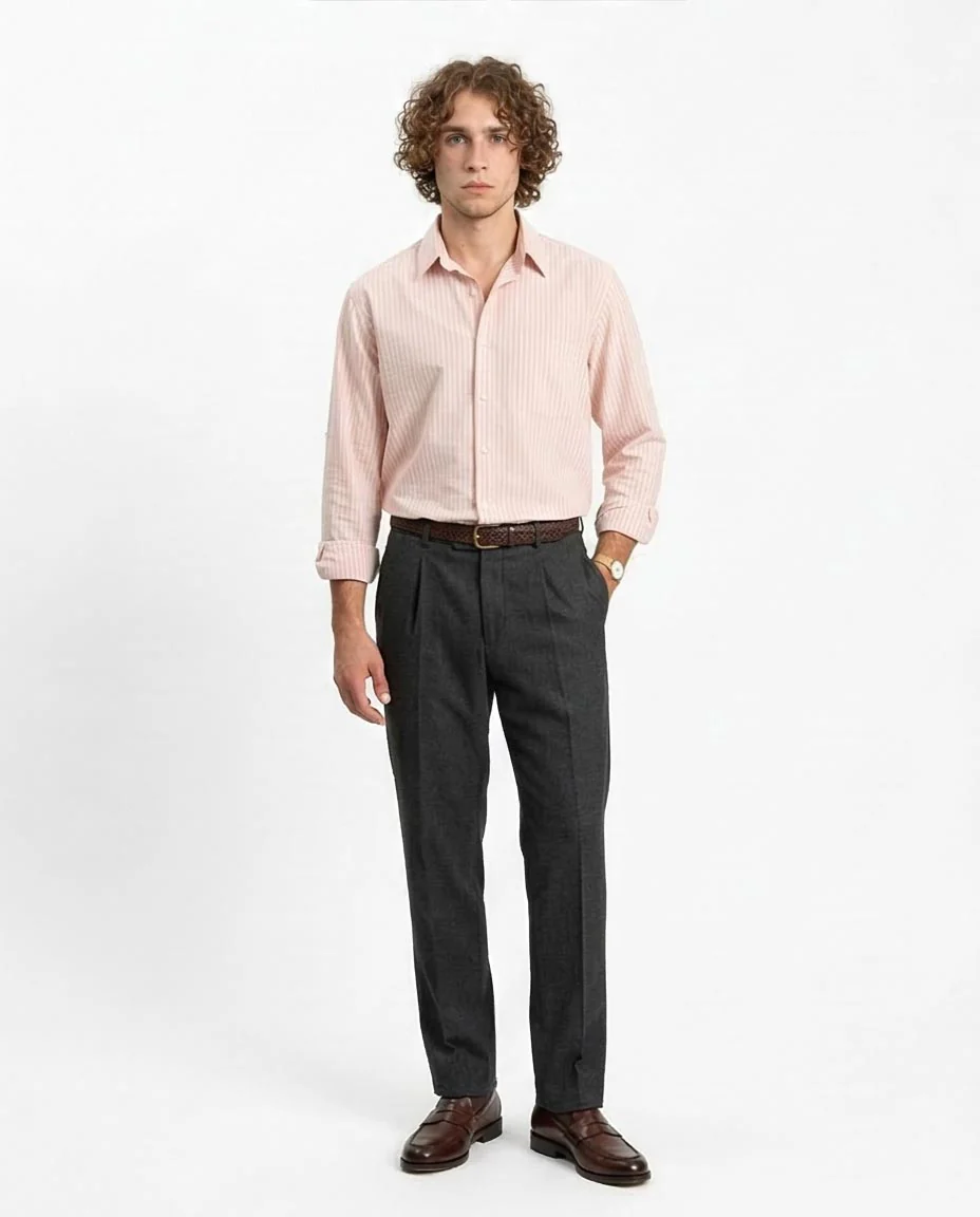 Ravin Men's Relaxed Fit Striped Linen-Blend Shirt – Light Pink - R211678 - Image 3