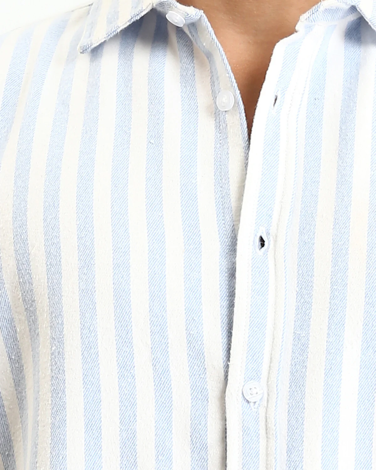 Ravin | Men’s Sky Blue Ticking Stripe Seersucker Shirt - R214291 - Image 4