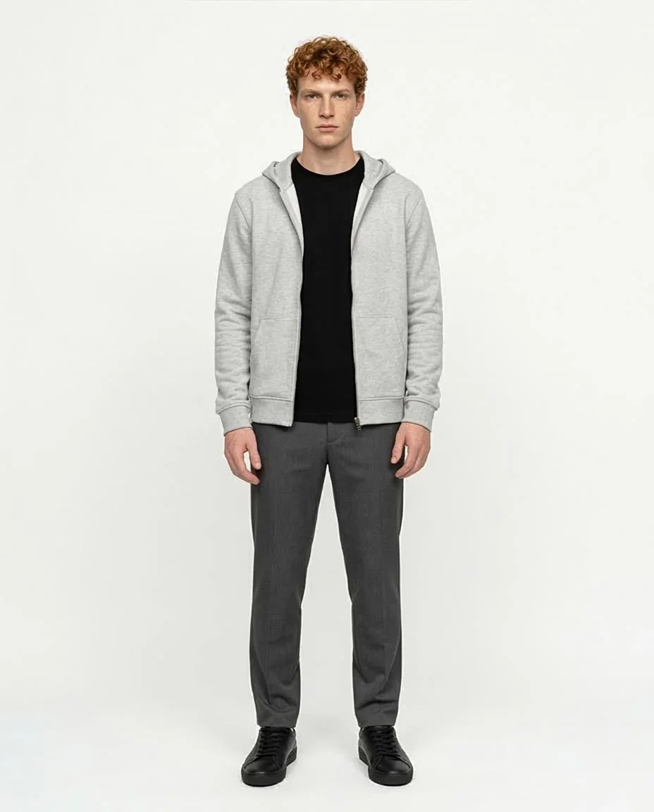 Ravin Men’s Summer Melton Drop-Shoulder Full-Zip Hoodie – Heather Grey - R214217 - Image 3