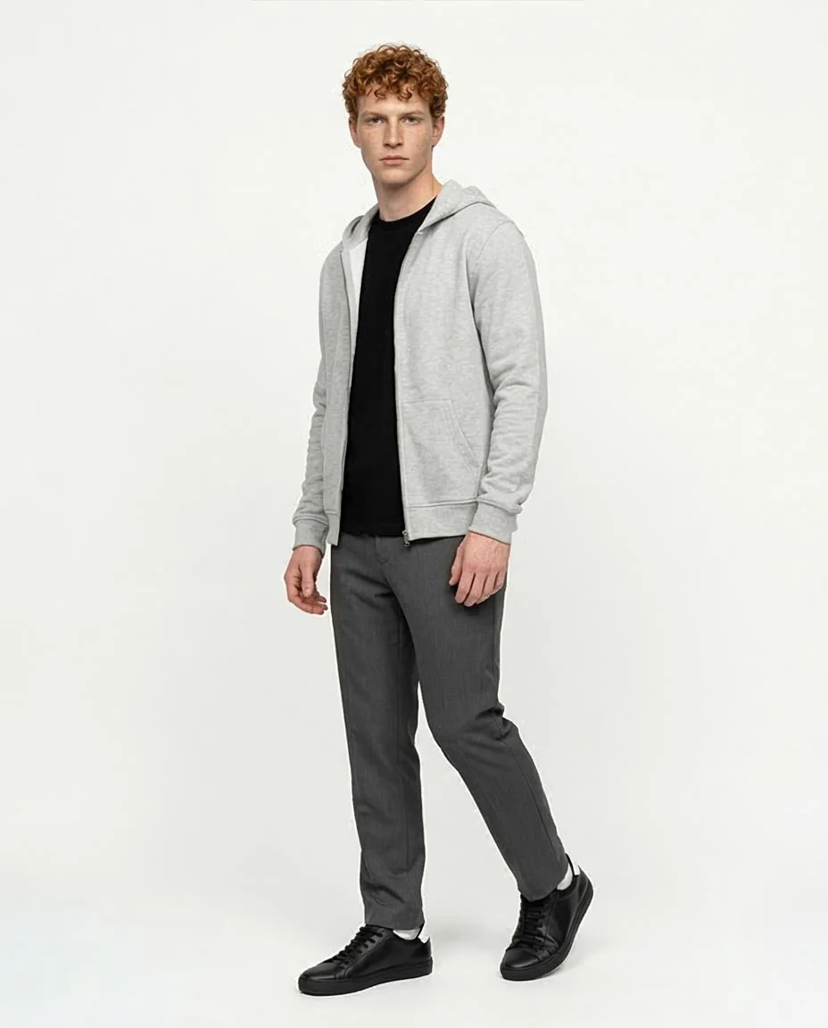 Ravin Men’s Summer Melton Drop-Shoulder Full-Zip Hoodie – Heather Grey - R214217 - Image 4