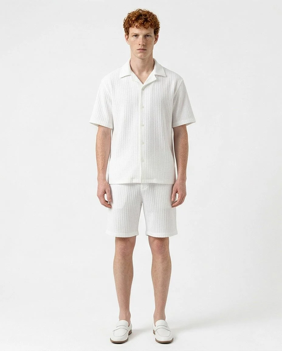 Ravin Men’s Textured Popcorn Resort Shirt - White - R217144 - Image 3
