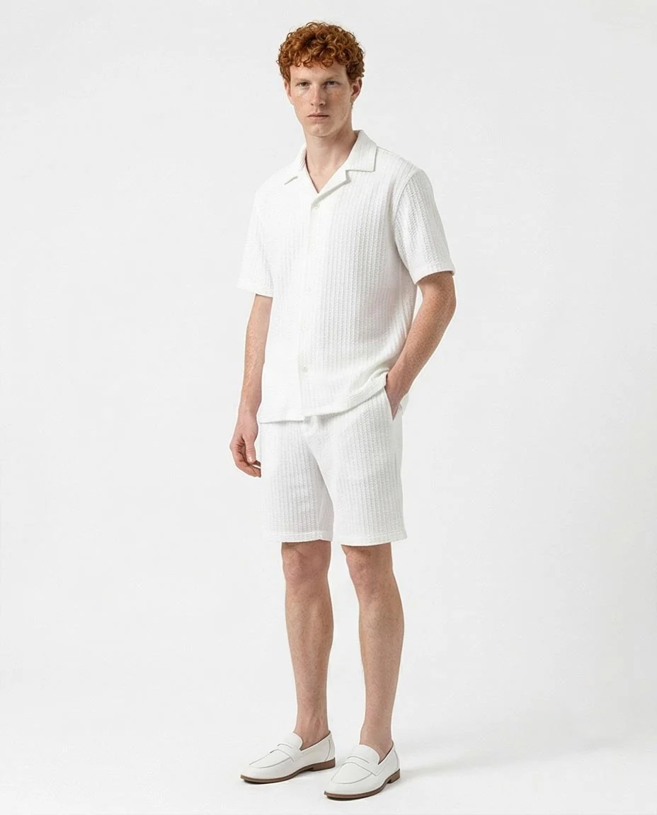 Ravin Men’s Textured Popcorn Resort Shirt - White - R217144 - Image 4