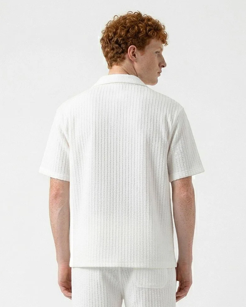 Ravin Men’s Textured Relaxed Popcorn Shorts - White - R217140 - Image 2