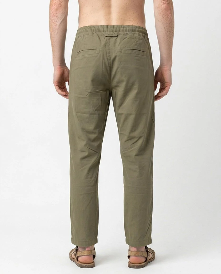 Ravin Olive Relaxed-Fit Drawstring Trousers in Cotton-Blend - O202901 - Image 2