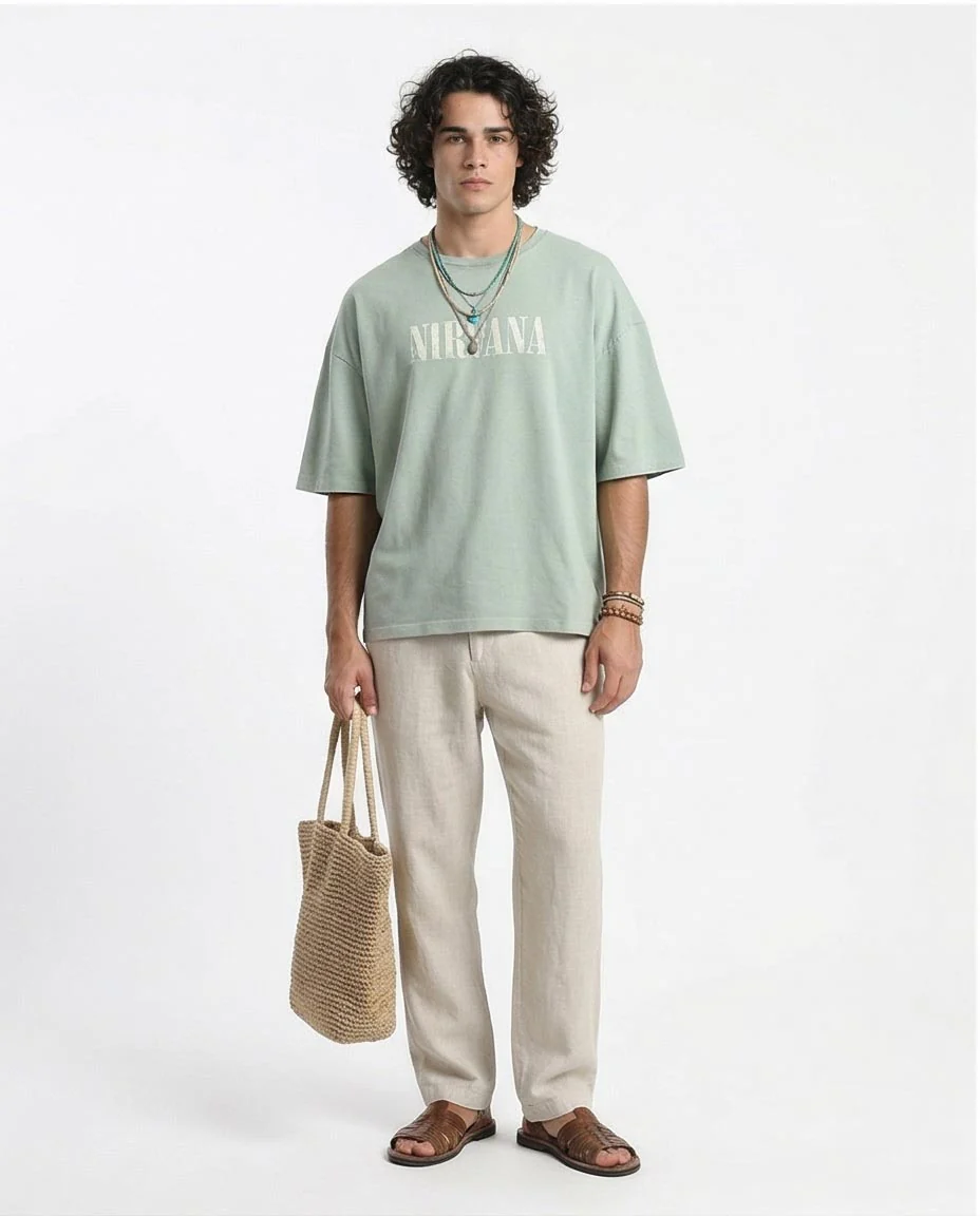 Ravin Oversized Sage Nirvana Graphic T-Shirt - R206746 - Image 4