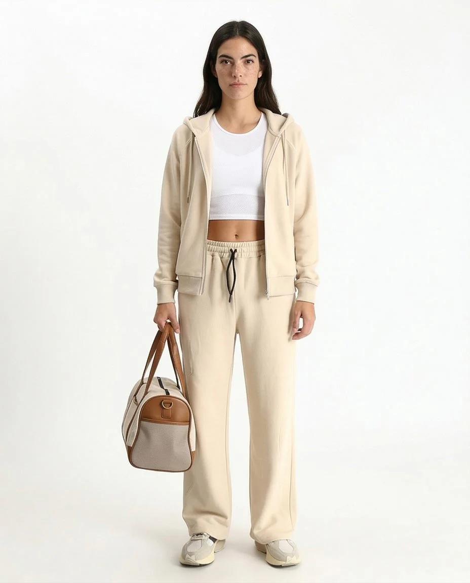 Ravin Premium Wide-Leg Fleece Sweatpants - Oatmeal Beige - R213762 - Image 4