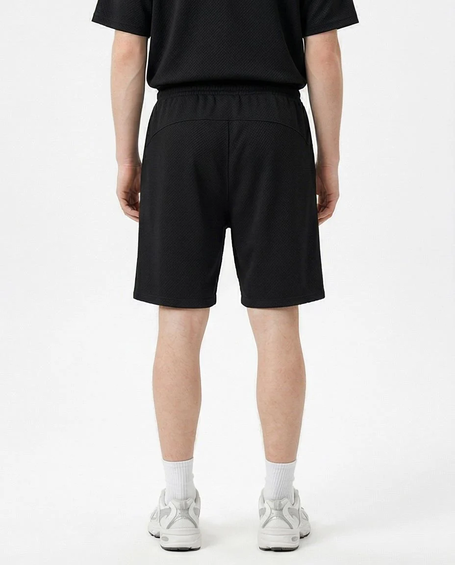 Ravin Men's Herringbone Textured Athletic Shorts – Black - R216808 - Image 2