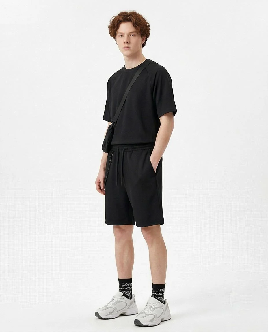 Ravin Men's Herringbone Textured Athletic Shorts – Black - R216808 - Image 4