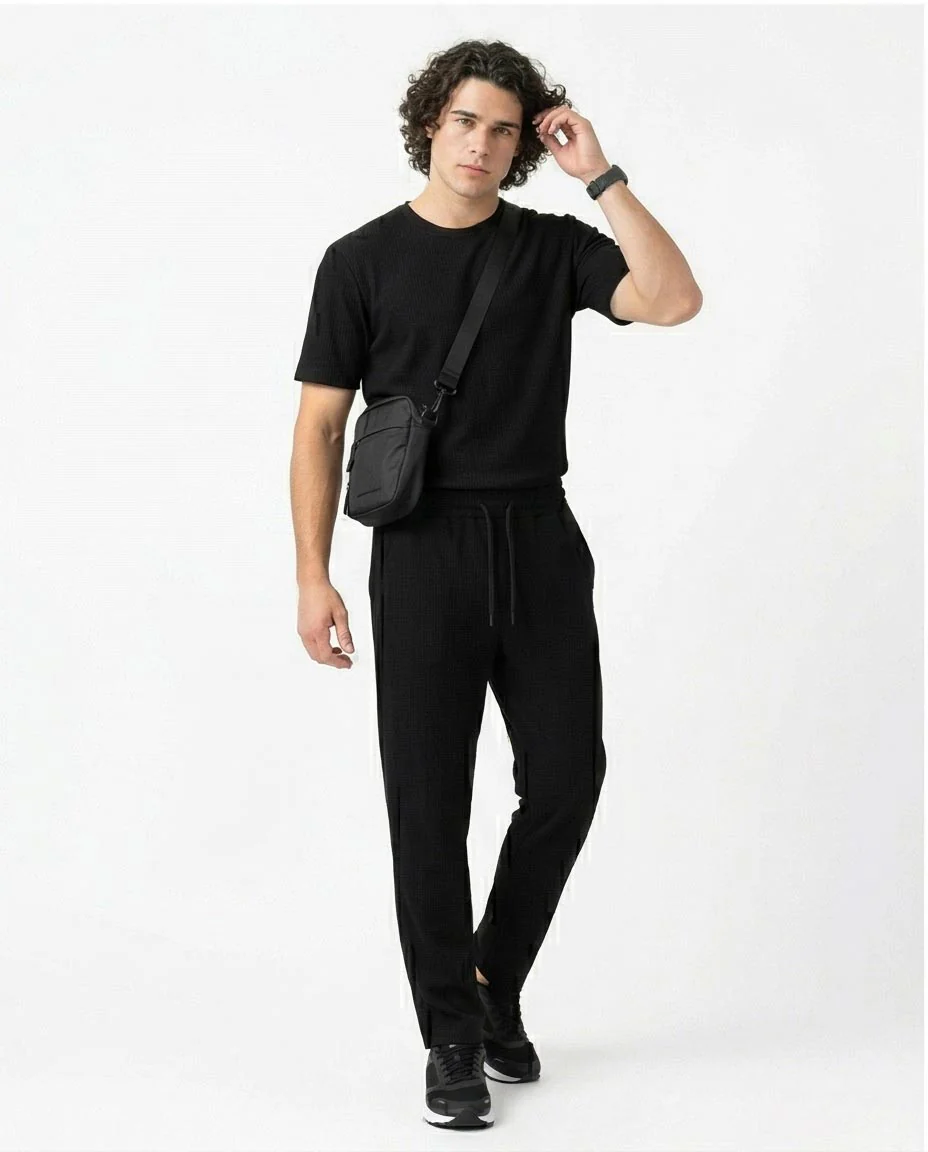 Ravin Ribbed Knit Crew Neck Tee – Stealth Black - R217422 - Image 3