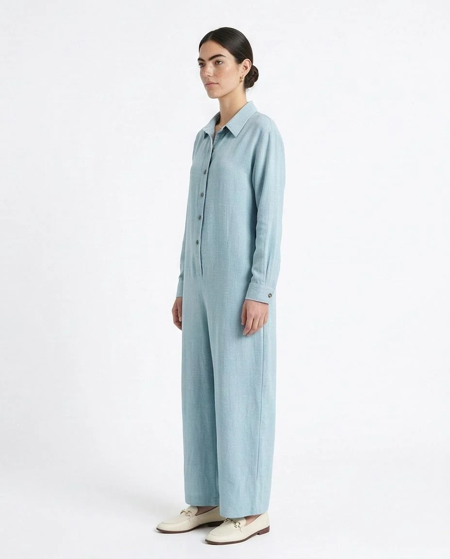 Ravin Relaxed-Fit Linen-Blend Button-Down Jumpsuit - R209473 - Image 5